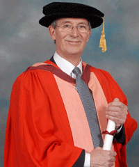 John Pontin OBE in academic regalia
